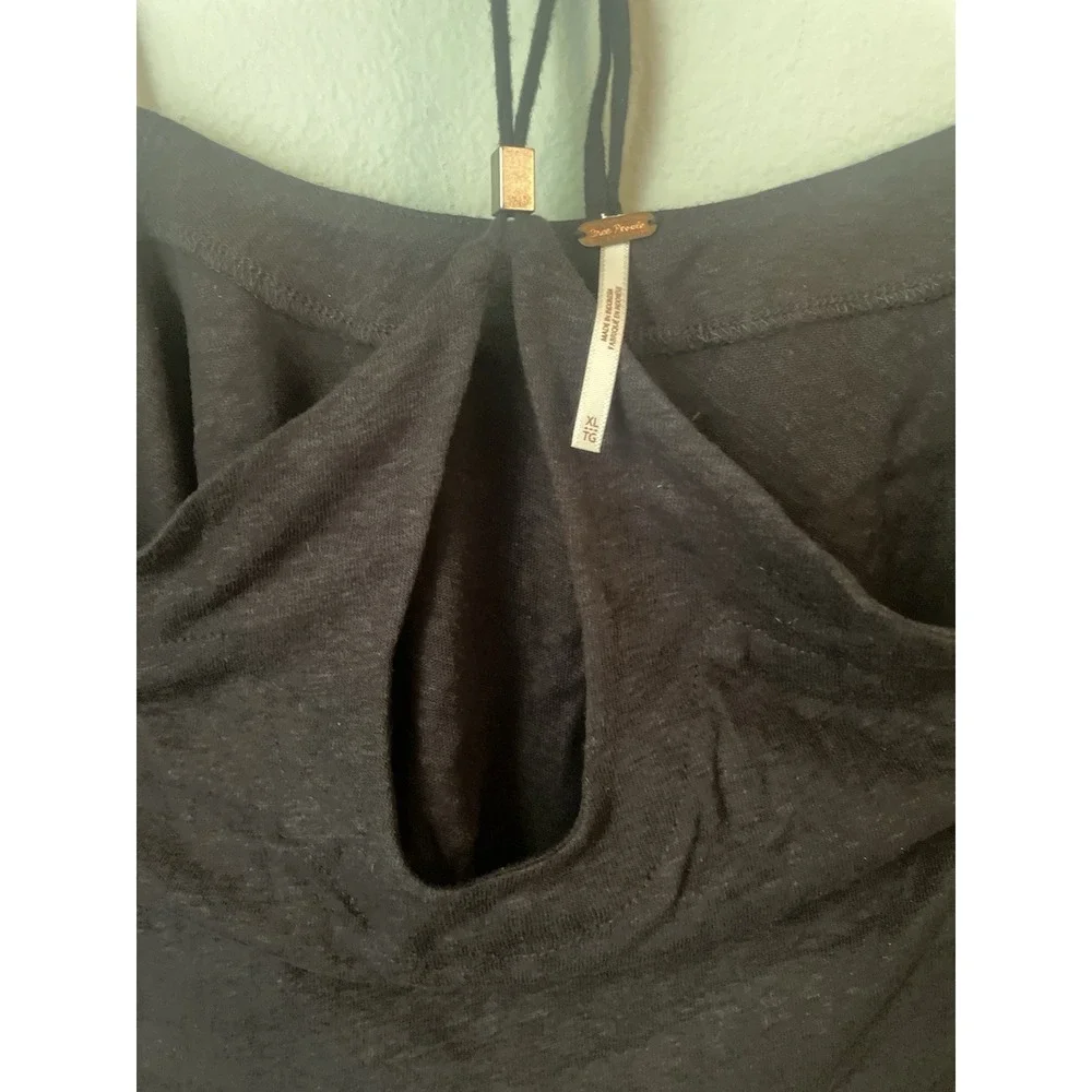 Free People Women's Long‎ Weekend Knit Halter Tank Black Size XL NWT $58